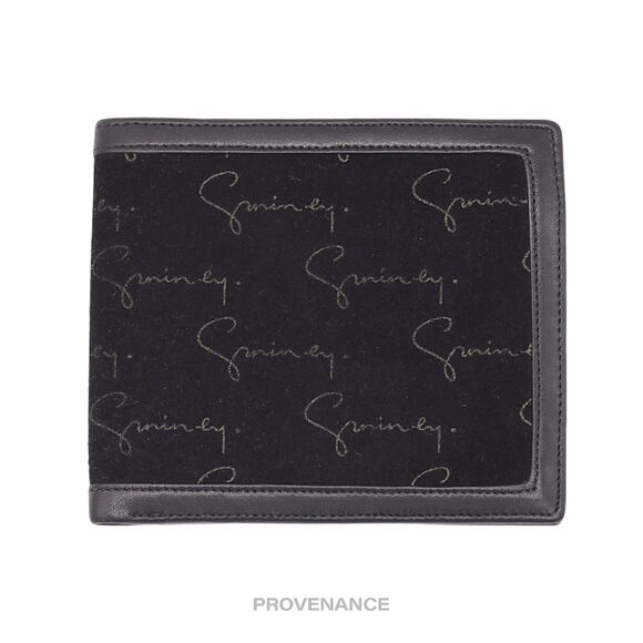 🔴 Givenchy Script Bifold Wallet - Black Suede - Picture 1 of 6